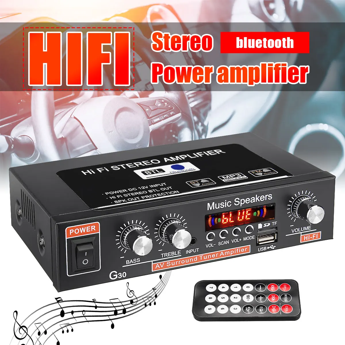 12V 220 в 2 х канальный Hi Fi стерео аудио усилитель автомобиля bluetooth цифровой мощный