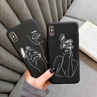 art sketch couple silicone phone case for samsung galaxy s10 s10plus s9 s9plus s8 s8plus s20 s20 note 8 black matte funds cover