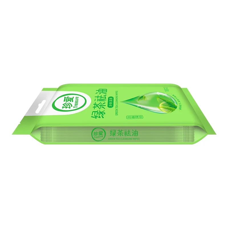 10 Bags 100 Count Treasure Green Tea Extract Facial & Hands Wipes Nonwoven Wet Tissue Alcohol Free | Красота и здоровье