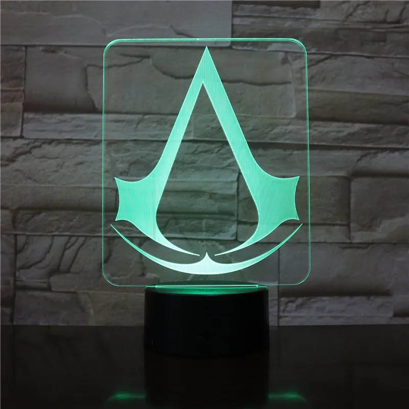 Assassins Creed, игровой дизайн, 3d светодиодный Ночной светильник, подарок для детей, декор для спальни, меняющий цвета, для кабинета, Ночной светильник, лампа, Прямая поставка