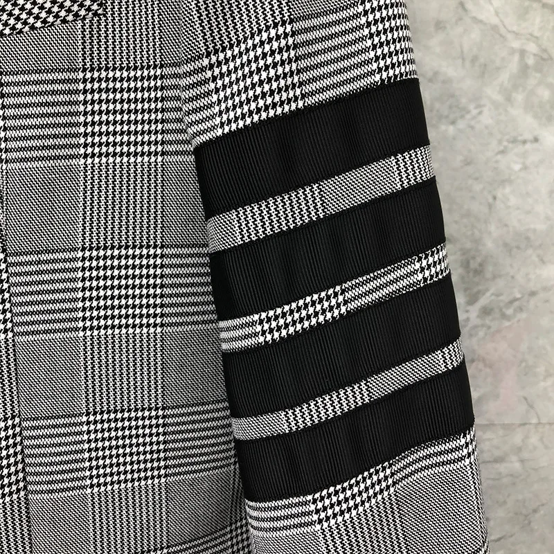 

2021 Fashion TB THOM Brand Blazer Men Clothing Gray Lattice Formal Suit Slim Casual Jacket Single Breasted Wool Winter Coat