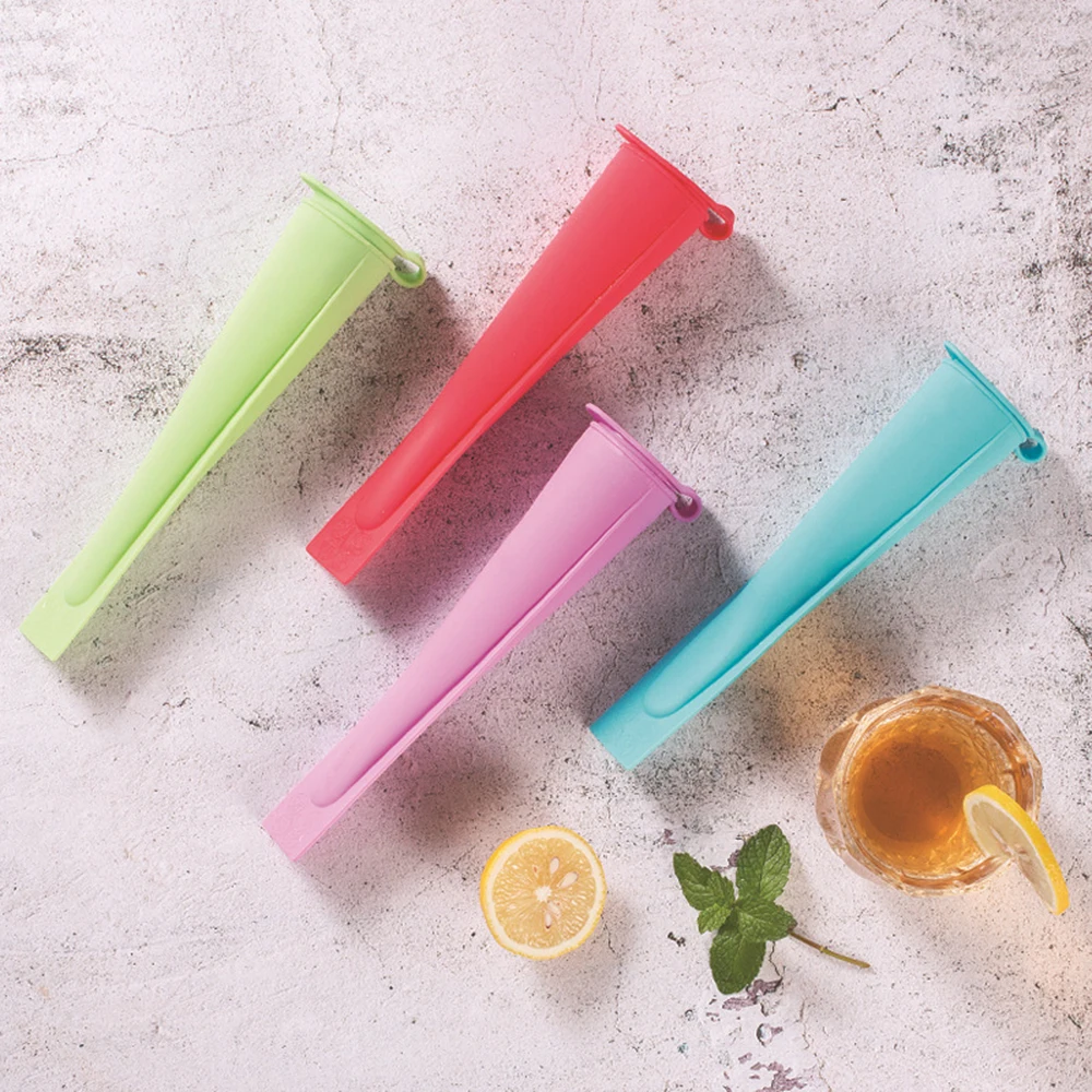 

4pcs Diy Homemade Popsicle Maker Mold Ice Cream Silicone Molds Freezer Fruit Juice Ice Pop Maker Mould With Sticks