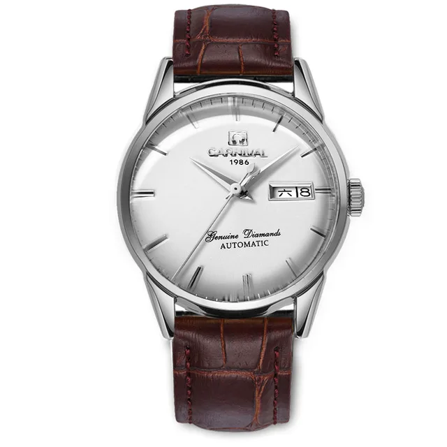 Karneval Mechanische Uhren Mode Automatische Uhr myanner 30 м вассердихт Herren Uhr винтажный Lederband Armbanduhr kol saati - Цвет: 3