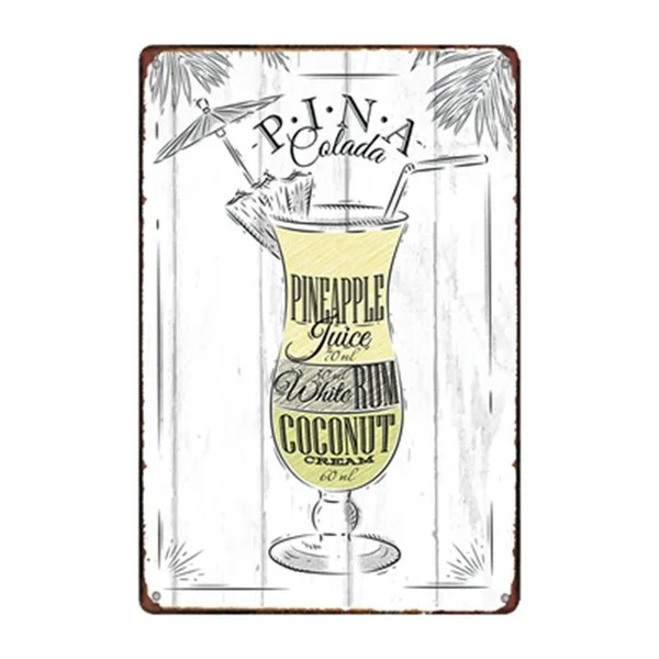 

Metal Tin Sign Colada Cocktail Decor Bar Pub Home Vintage Retro Poster