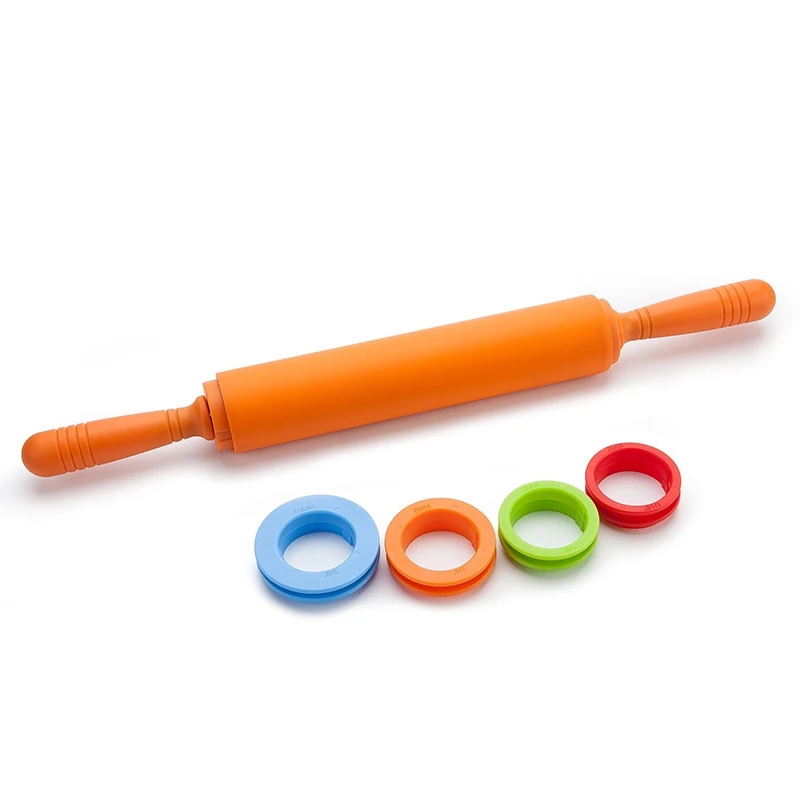 Non-Stick Silicone Rolling Pin Dough Roller With Adjustable Thickness Rings 2Mm 3Mm 6Mm And 10Mm | Дом и сад