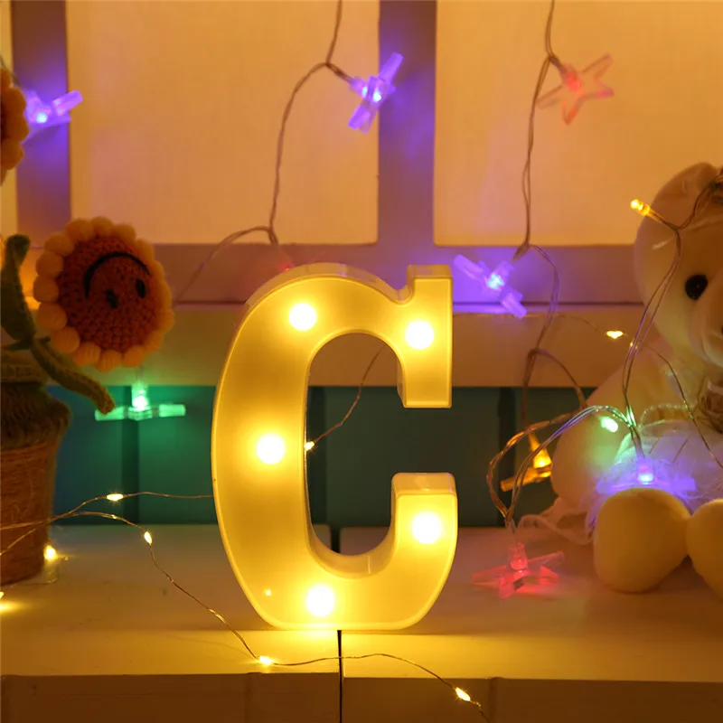 C 3D 26 букв Алфавит светодиодный свет Marquee знак настенная лампа в помещение подвесной светильник для свадьбы День рождения вечеринки день Святого Валентина декоры светящиеся буквы буквы - Цвет: C
