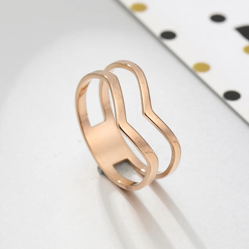 Unift простая двойная линия женские кольца из полированной нержавеющей стали