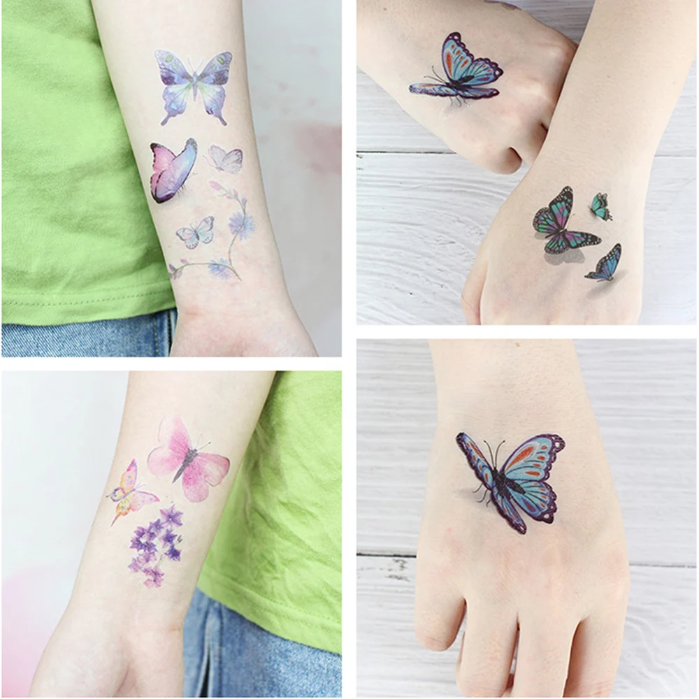 1 лист акварельные бабочки Временные татуировки стикер водонепроницаемый