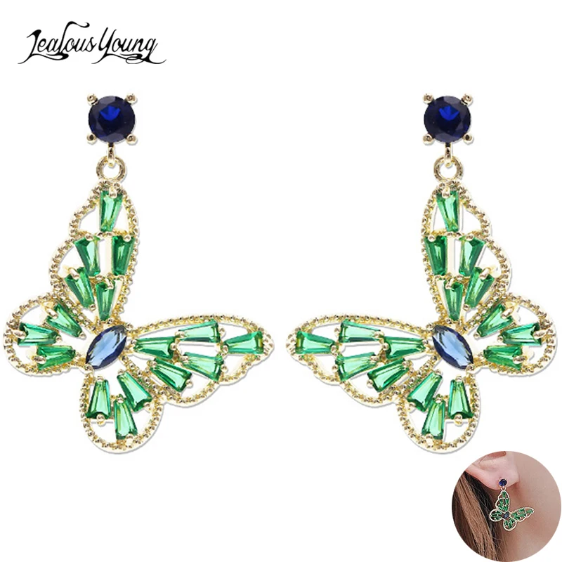 Новинка роскошные серьги подвески в форме бабочки из циркона AAA для женщин