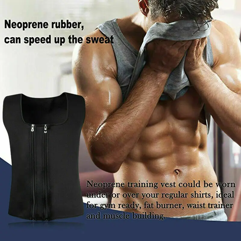 

Men's Sprots Vest Sweat Body Exercise Tanks Shaper Zipper Neoprene Top Tank Sauna Slimming Compression Sportswear