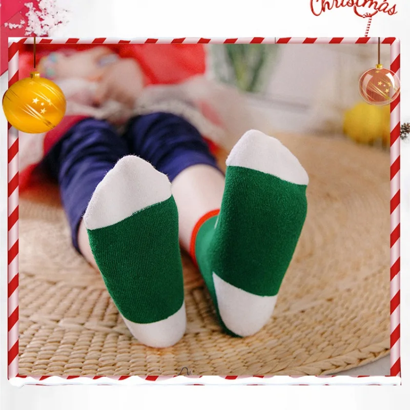 1 Pair Autumn Winter Christmas Gift Baby Kids Cotton Warm Thick Socks Floor socks Toddler Boys Girls Cute Cartoon Elk Socks