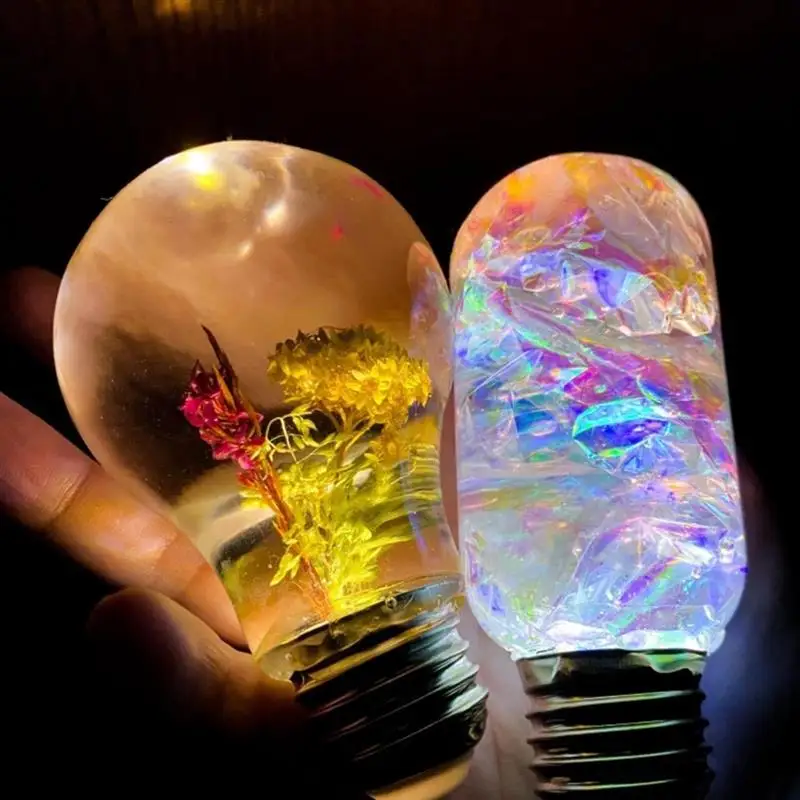 

DIY Crystal Epoxy Resin Light Bulb Resin Molds Silicone Mold LED Lamp Crafts Resin Crafts Home Decoartion Lamp Cap Chip Set