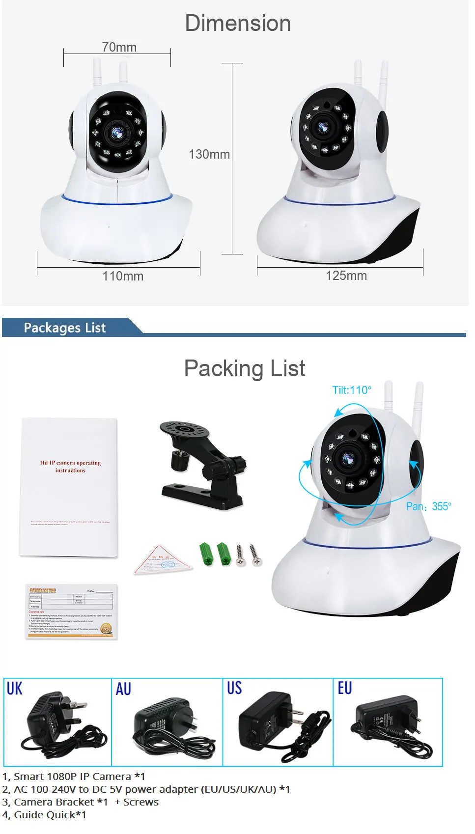 Yoosee APP 2MP HD 1080P PTZ Wifi IP Камера IR-Cut ночное видение двухстороннее аудио CCTV видеонаблюдение Smart 720P IP камера SD карта просмотра