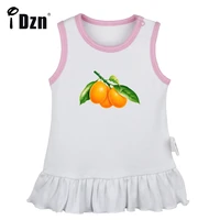 new summer cute baby girls sleeveless dress newborn funny grapefruit orange pleated dress infant clothes soft cotton vest dress