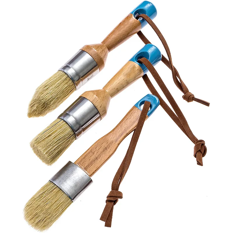 

Hot XD-Chalk & Wax Hand Made Pure Bristle Brush Set - Ergonomic Handles - Handmade(3 Piece)