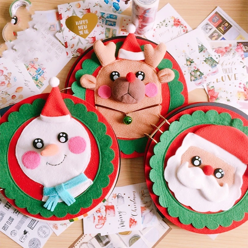 Creative DIY Christmas Photo Album nowman/Reindeer/Santa Santa Claus Pattern Christmas Gift Growth Album Scrapbook Record Book