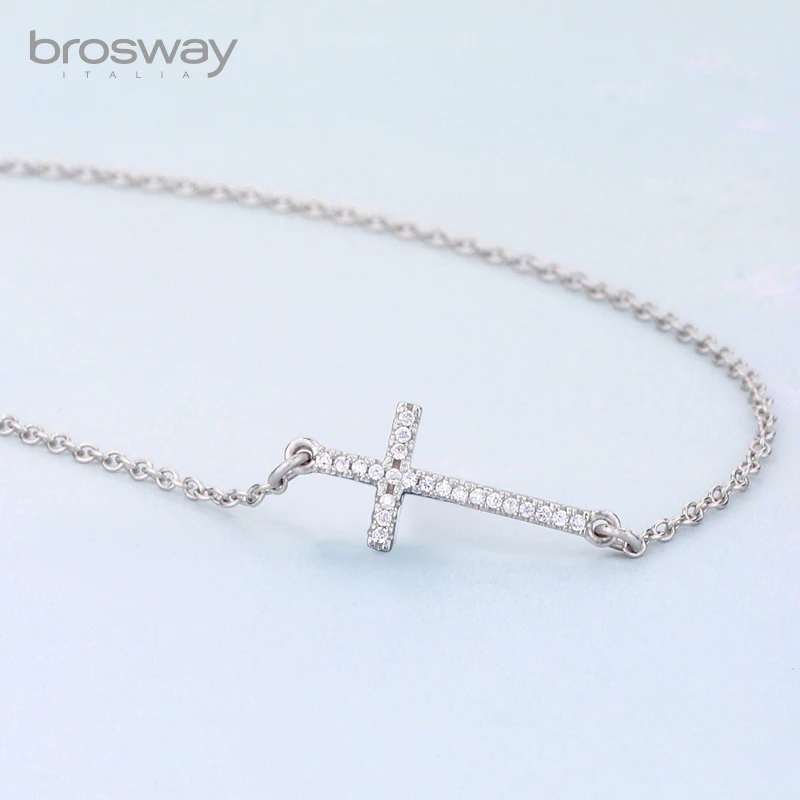 

Brosway Fashion Jewelry Necklace Cross-shaped 925 Silver Ladies Imitation Crystal Fashion Necklace Valentine's Day Present