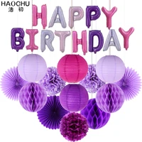 26pcslot chinese paper lantern honeycomb ball tissue pom poms mixed foil letters balloons kids adult birthday party decorations