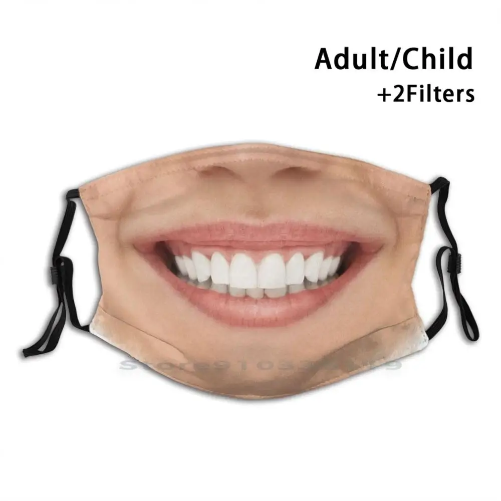 

Beautiful Smile Mouth Print Reusable Pm2.5 Filter DIY Mouth Mask Kids Smile Happy Lips Cool Fashion Mouth Stay Adults Adorable
