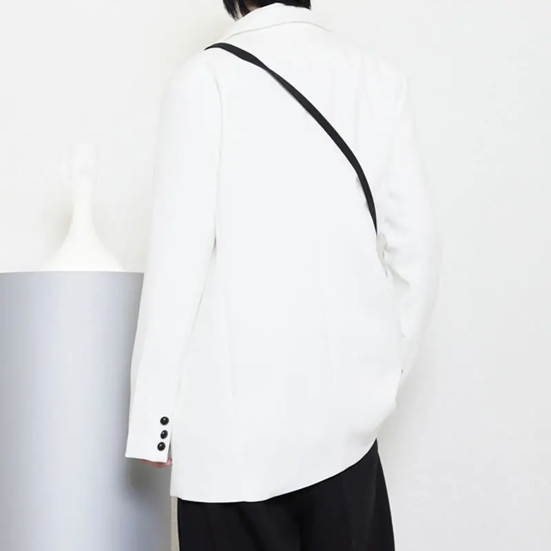 

XITAO Casual Fake Pieces Blazer Women Tide Fashion New Style Notched Collar Long Sleeve Pocket Single Breasted Loose Coat ZY4361