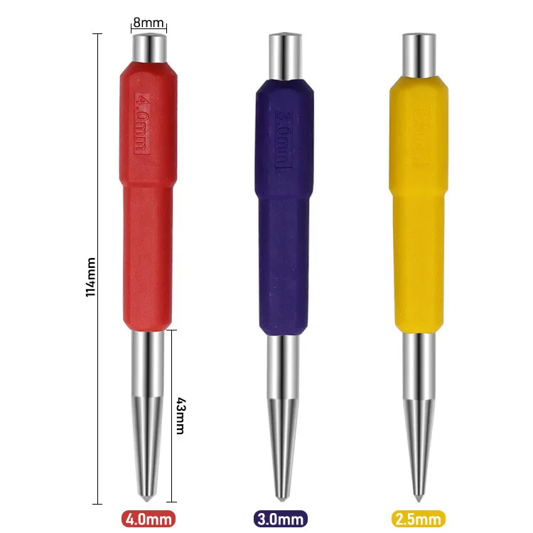 

114mm Center Punches 2.5mm / 3mm / 4mm Carbon Steel Equipment Positioning