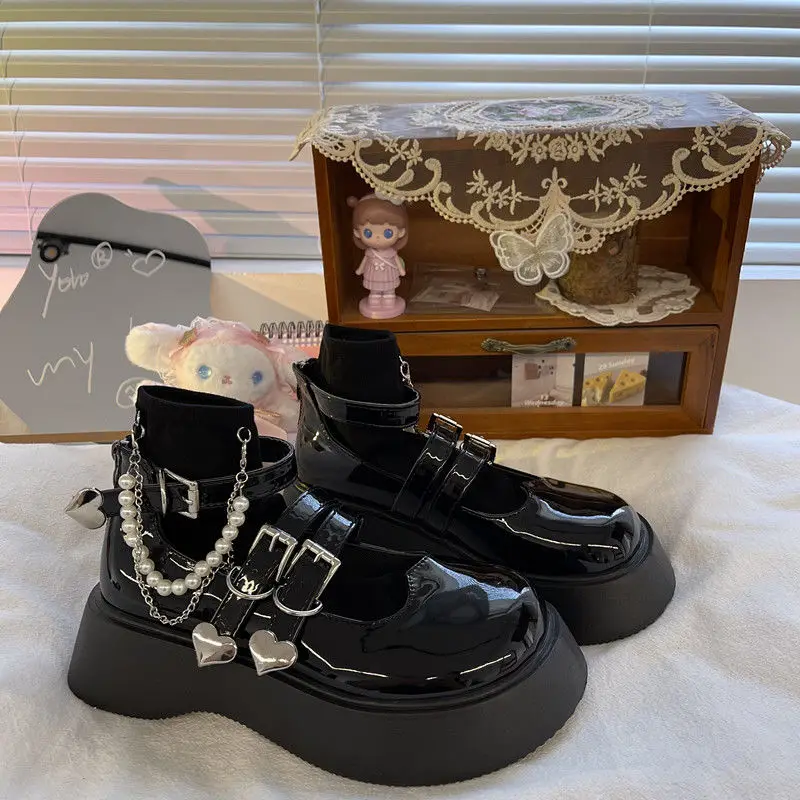 

Japanese Jk Leather Shoes Female Summer Soft Girl Lolita Thick Bottom Retro Mary Jane Shoes Gothic Punk Style Cosplay Loli