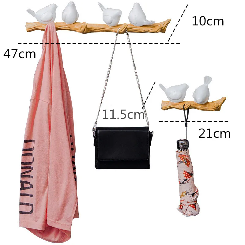 

3D Stereo Resin Birds Handicrafts Nordic Wall Decoration Bathroom Accessories Over The Door Hooks for Hanging Handbag Holders