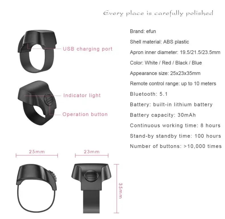 Беспроводное мини-кольцо для селфи с пультом дистанционного управления телефона