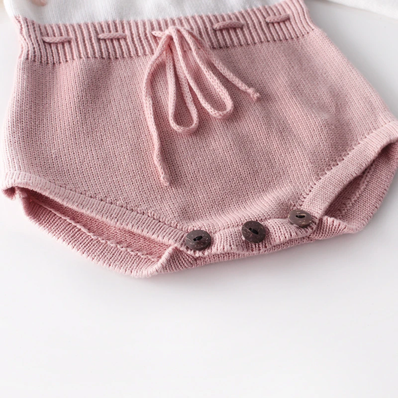 

Koodykids Spring Autumn Baby Girl Knitted Bodysuits handmade Baby Knitting Rompers Clothes Floral Baby Girls Knitted Rompers