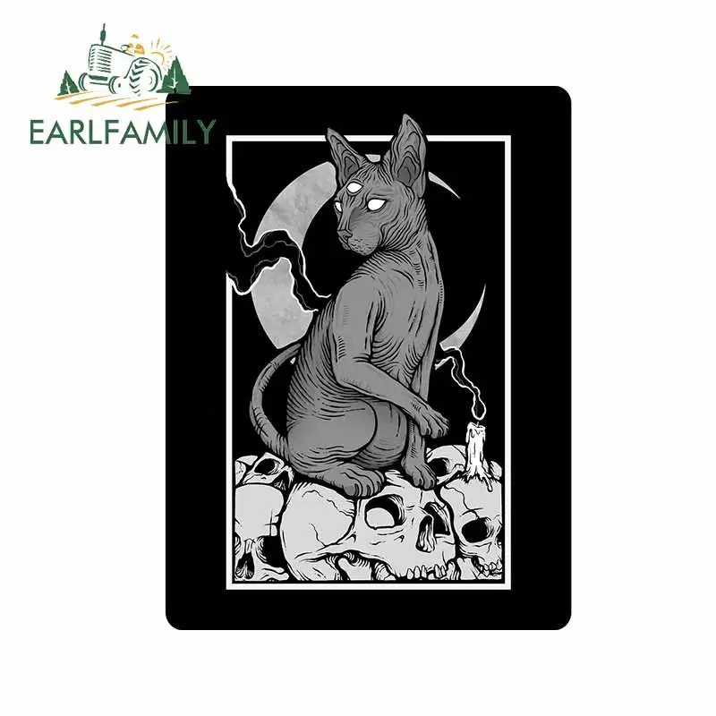 

EARLFAMILY 13cm x 9.8cm for Occult Cat Car Sticker Occlusion Scratch Windshield Surfboard Personality Tuning Camper RV VAN Decal