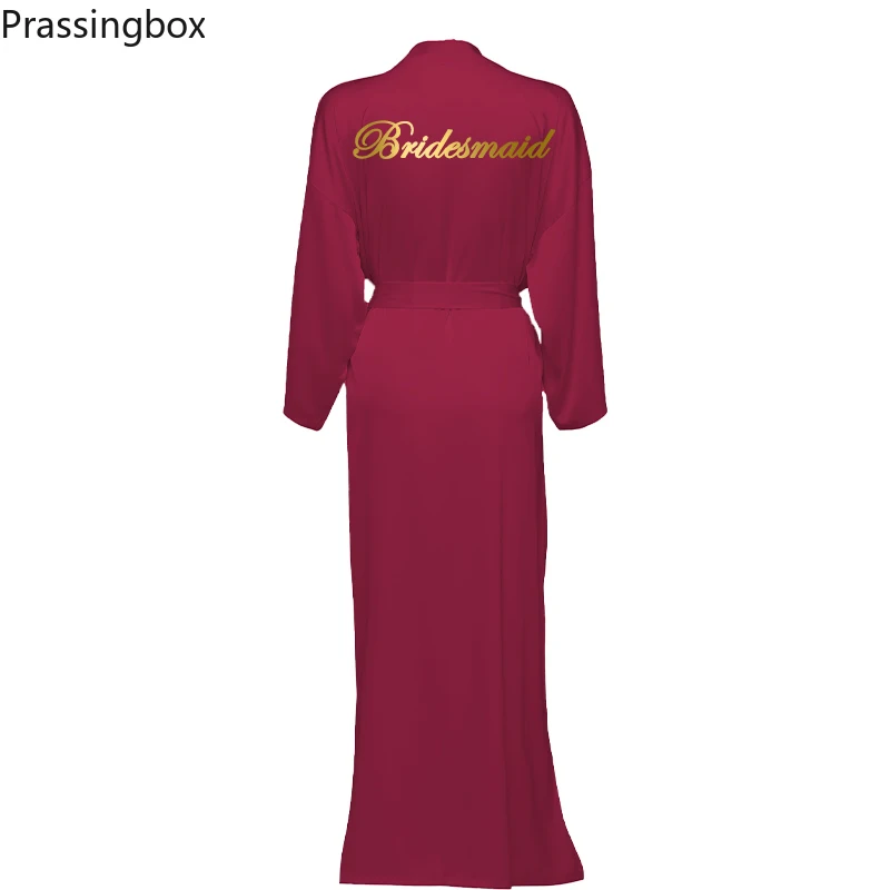 Silk Satin Long  Robes Long Sleeve burgundy Custom Bridesmaid Robes Bride Robe Women Long Wedding Bathrobe and Homewear