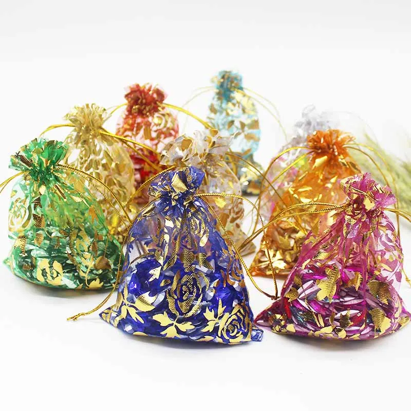 50 шт. многоразмерная Сумка из органзы с железным сердцем и розой специальный