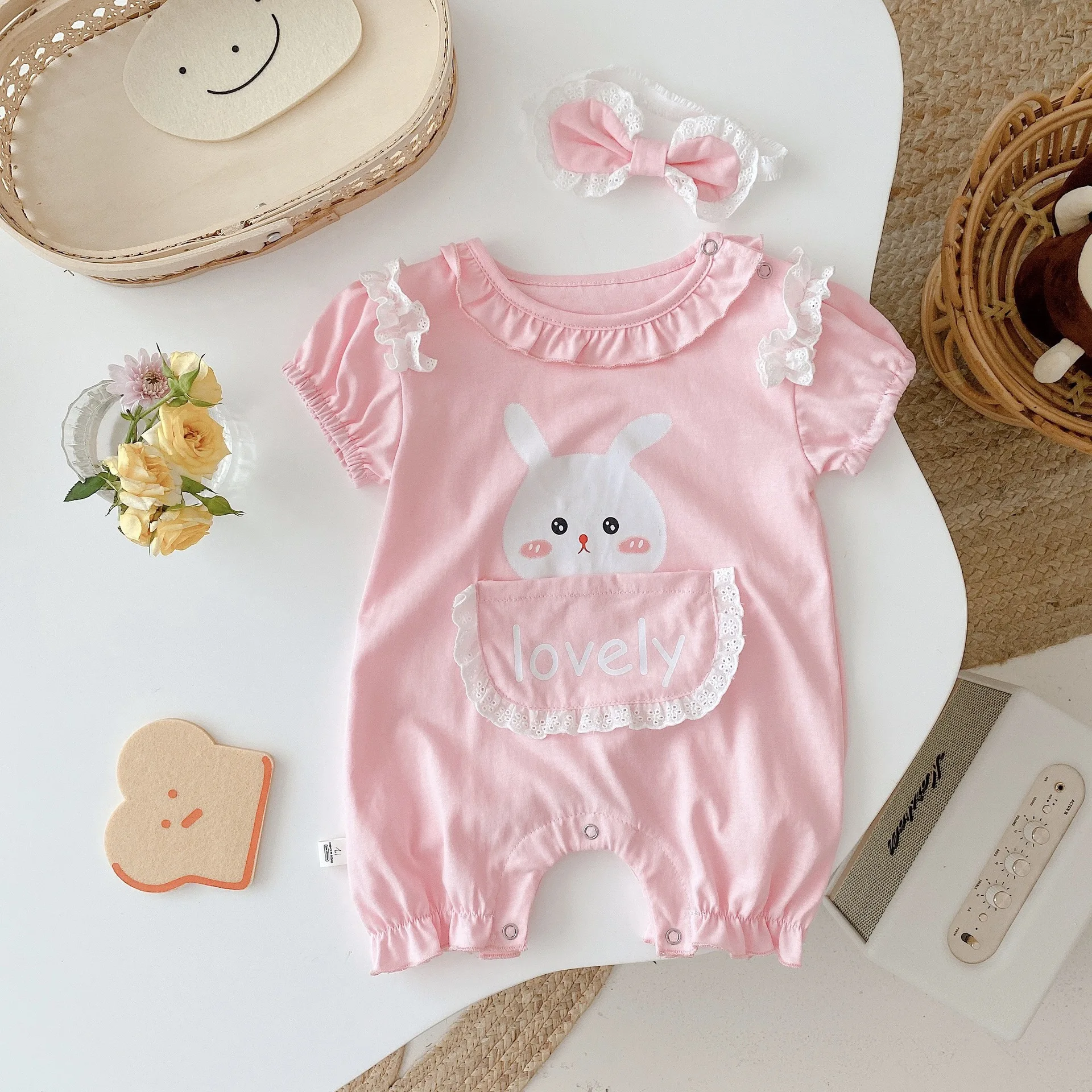 

Infant Baby Girls Summer Print Animals Lovely Packet Outwear Toddler Kids Jumpsuits Newborn Overalls Rompers+hairbands 0-24M