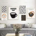 Настенная Картина на холсте с изображением черной кофейной чашки и надписью на кофе, современные скандинавские художественные плакаты и картины на кофе без рамки
