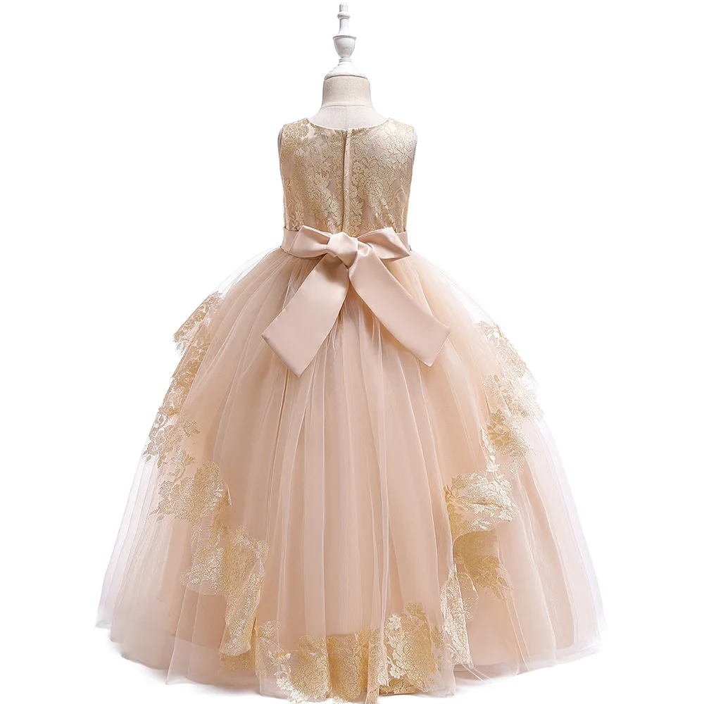 

New children's long dress flower mesh princess dress wedding dress flower children's dress