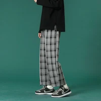 pants 2021 summer mens and womens neutral style loose straight check casual trend wide leg streetwear sport hot sale