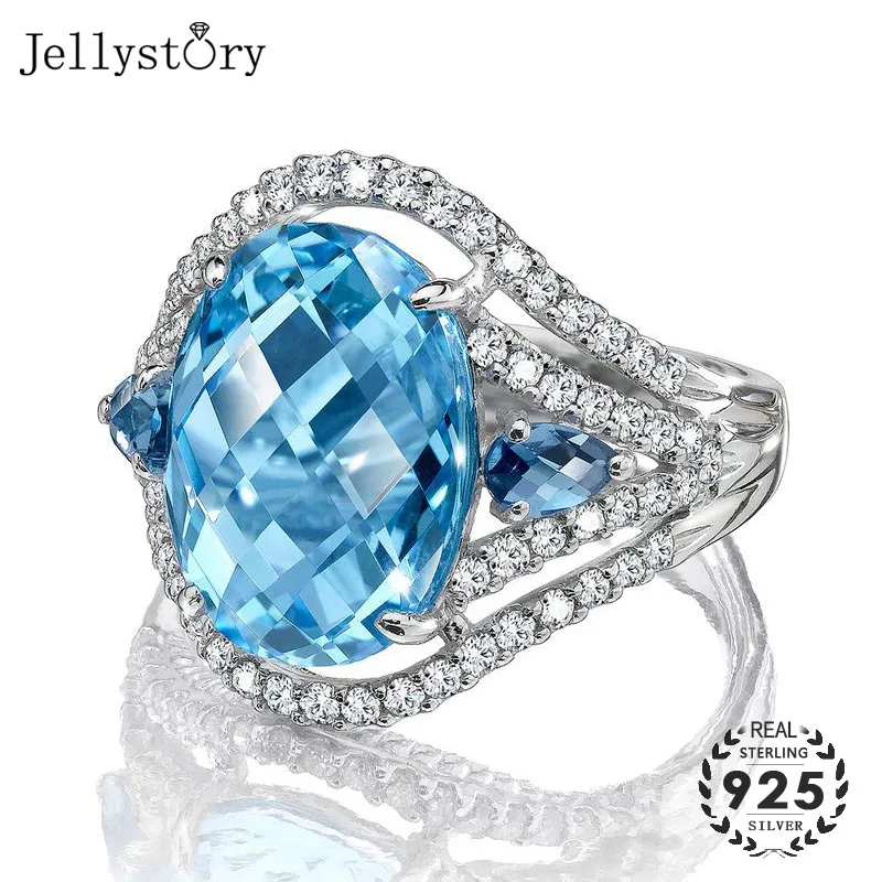 Классические женские кольца Jellystory с овальным сапфиром драгоценный камень