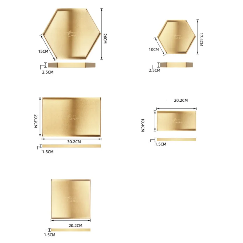 Металлическая Золотая тарелка для хранения ювелирных изделий в скандинавском