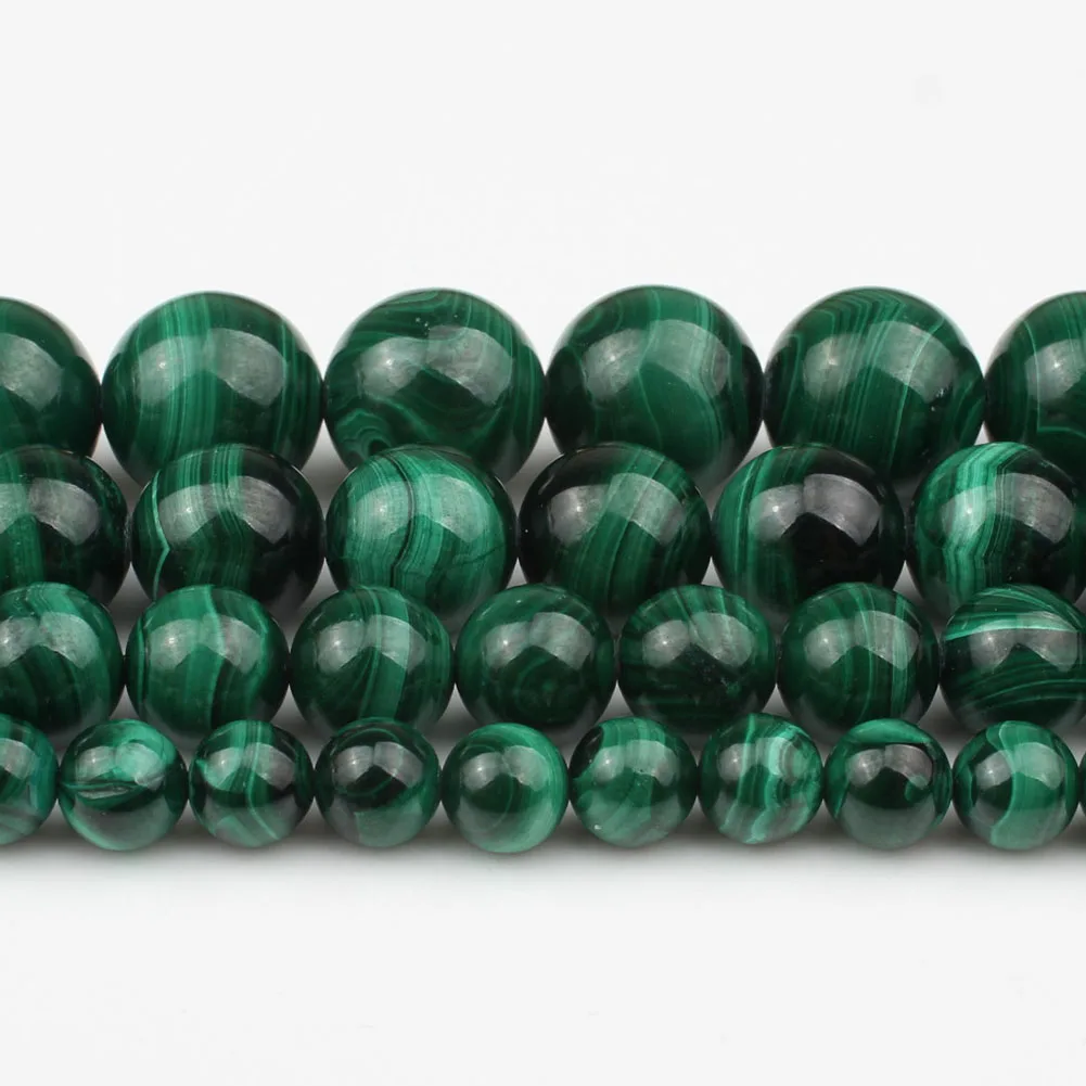 

Natural Genuine Green Malachite Beads DIY Bead for Jewellery Making 7.5 Inch Bracelets for Women Making a Necklace 6/8/10/12mm