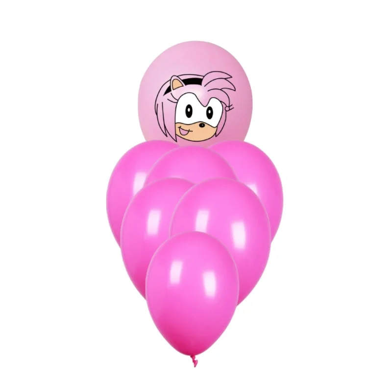 Букет воздушных шаро Соник Эми и розовые шары (7 шт)|Воздушные аксессуары| |