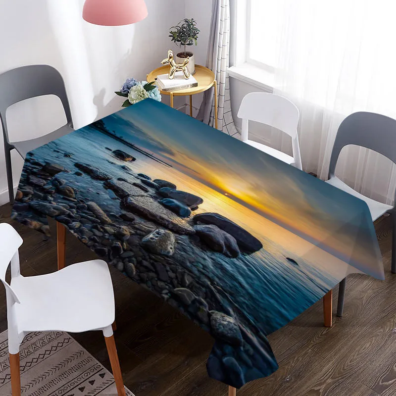 

3D Table Cover Mountains Lake Landscape Pattern Coffee Tablecloth Picnic Table Cloth Birthday Party Dinner For Home Decoration