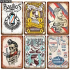 Металлический плакат Barbershop для тату-студии, настенный жестяной декор для парикмахерской, бритья, Европейский Классический плакат, Ретро стиль