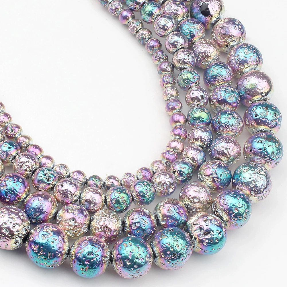 Натуральный лавовый камень разных цветов вулканические круглые бусины для