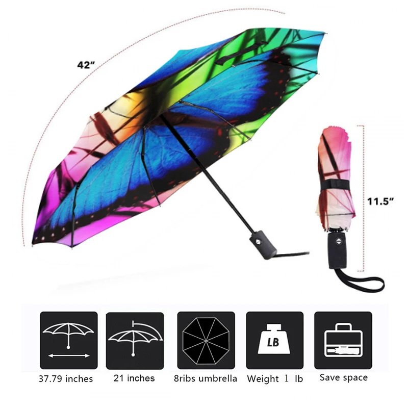 Компактный Зонт-бабочка с автоматической защитой складной зонт в 3 раза от солнца