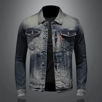 2021 spring fall high quality mens solid color single breasted slim silhouette retro long sleeve mens denim jacket