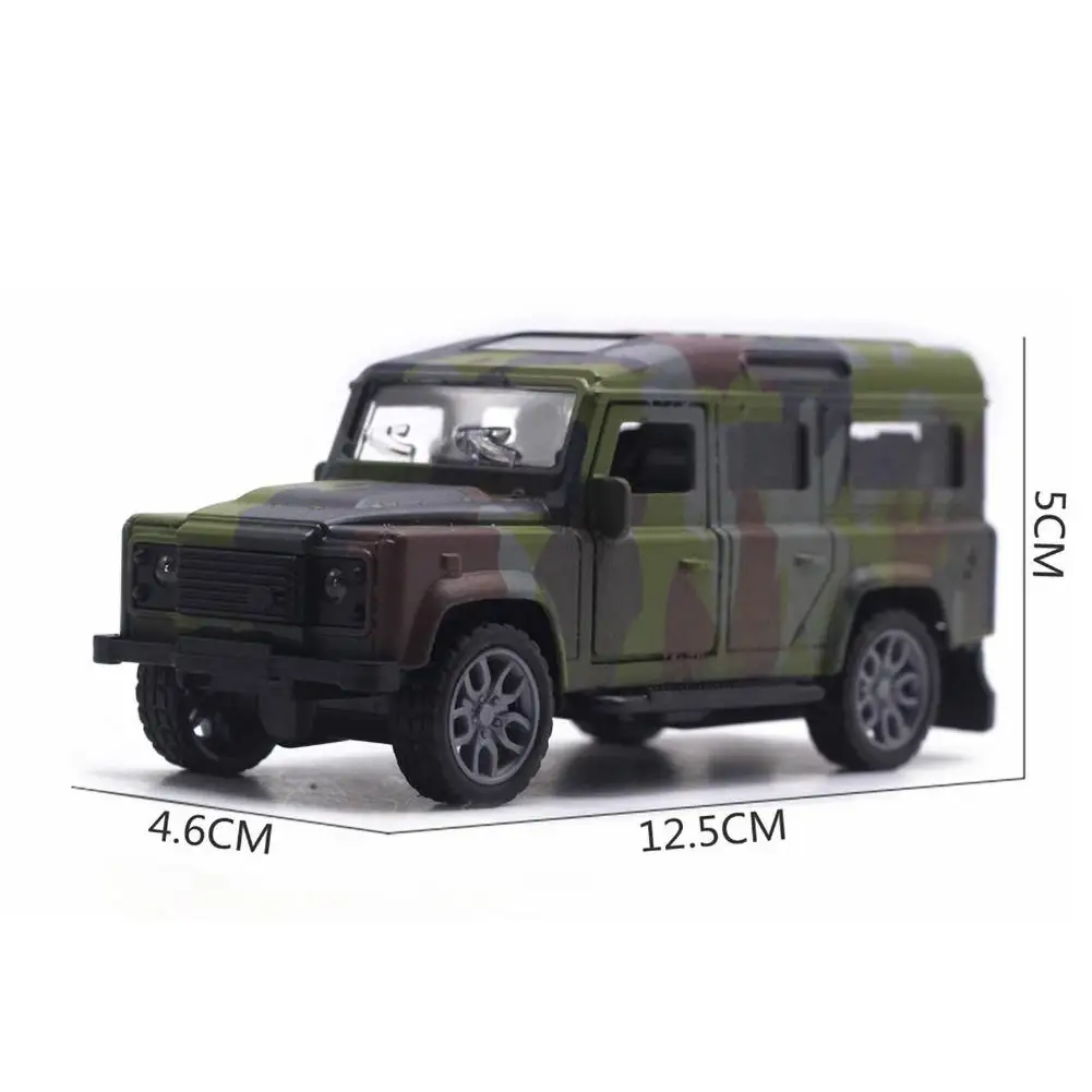 

1/32 Camouflage Truck Model LED Light Music Pull Back High Speed Off-Road Alloy Car Kids Toy
