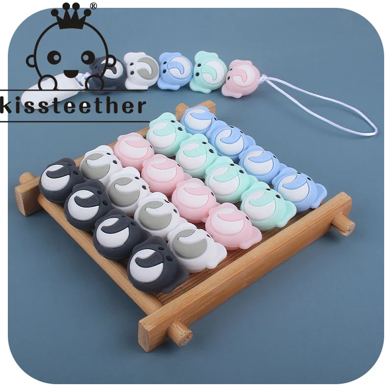 Kissteether-Cuentas de dentici&oacute;n de elefante sin BPA para beb&eacute;, accesorios de juguete para mordedor de grado alimenticio, 5 uds.-0