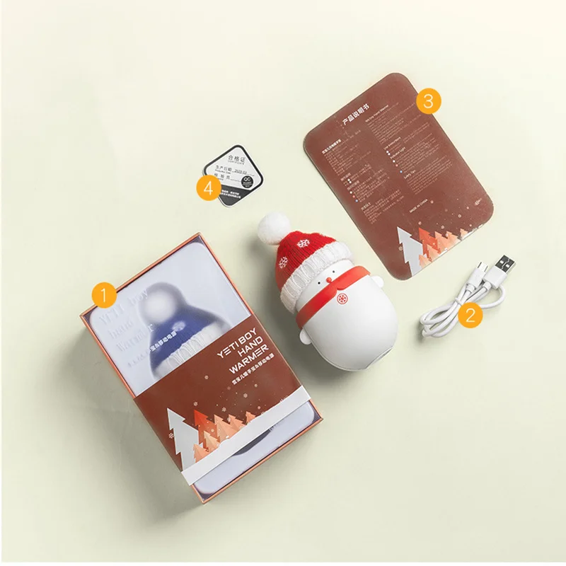 

Rechargeable Hand Warmer Intelligent Multifunctional USB Power Bank Cute Christmas Snowman Electric Hand Warmer