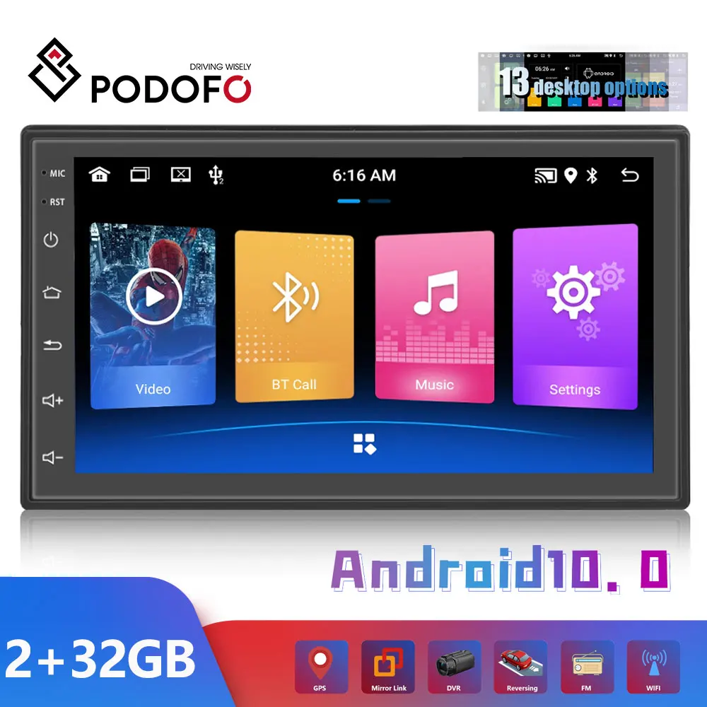 

Podofo Android Autoradio 2GB+32GB Car Radio Gps Navigation Universal 7'' Auto Stereo Wifi 2Din Multimidia Player GPS MAP For VW