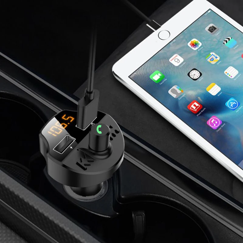 Автомобильный bluetooth 5,0 Handsfree Kit 3.1A быстрое USB зарядное устройство fm-передатчик аудио ресивер TF карта U диск тестер напряжения
